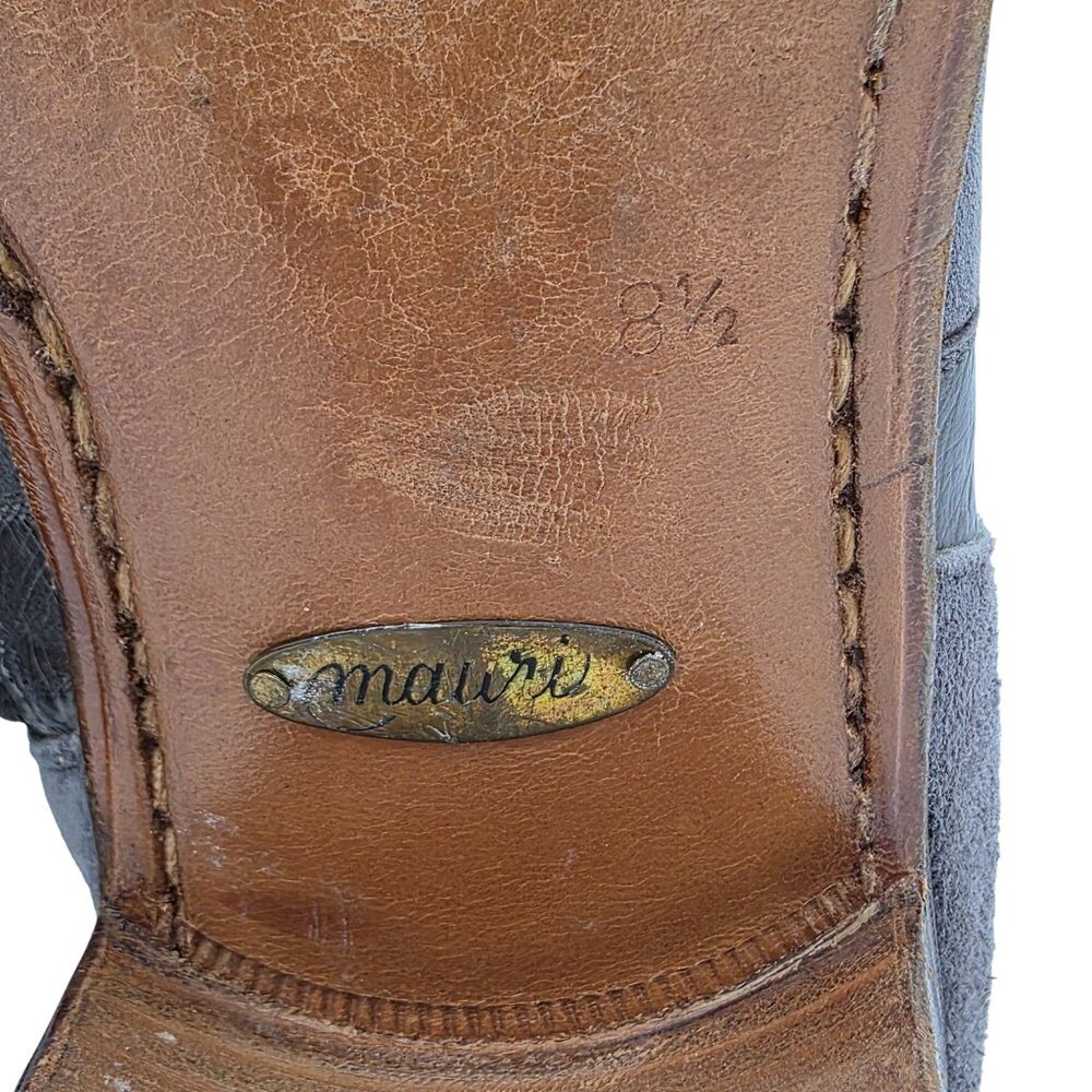 Vintage Mauri Exotic Ostrich and Suede Gray Dress Shoes Mens 8.5 Ankle Zip Boots - Picture 8 of 16